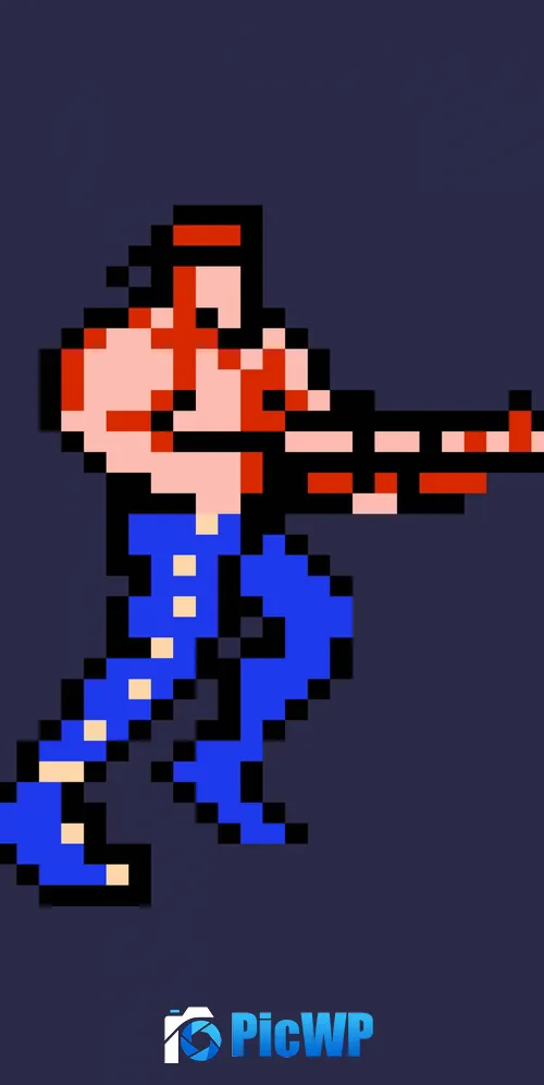 Bill Rizer Pixel art 3K Mobile Wallpaper