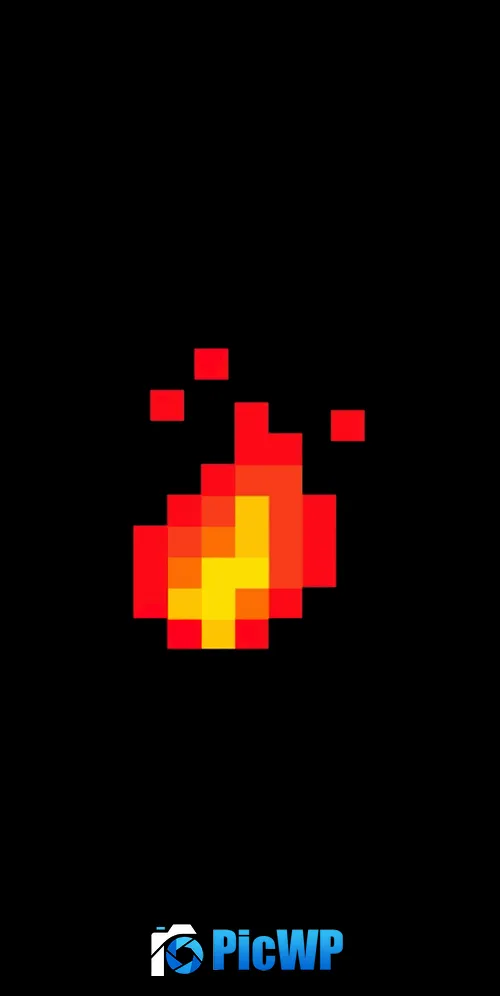 Fire Pixel art 3K Mobile Wallpaper