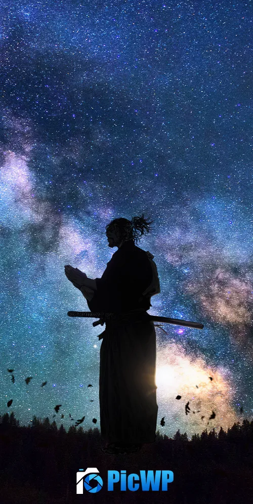 Miyamoto Musashi Silhouette 3K Mobile Wallpaper