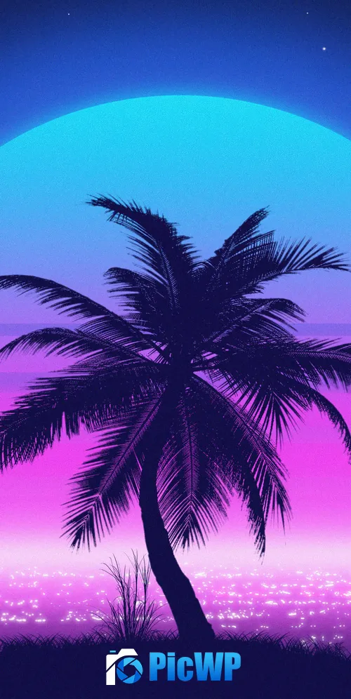 Vaporwave Palm tree 3K Mobile Wallpaper