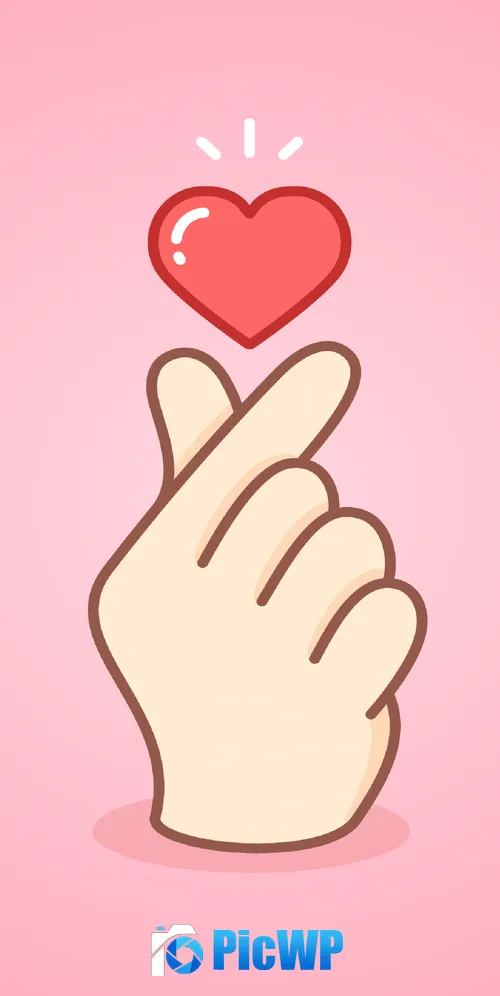 Finger heart Pink aesthetic 3K Mobile Wallpaper