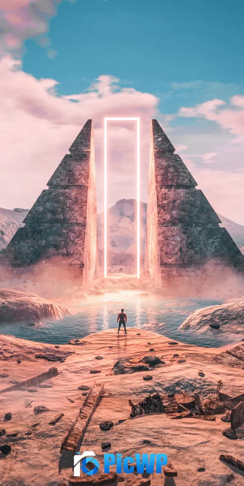 Futuristic Pyramid Structure 3K Mobile Wallpaper