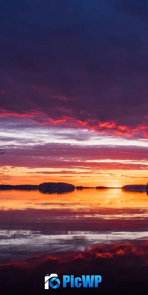 Kallavesi lake Sunset 3K Mobile Wallpaper