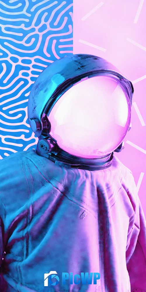Space suit Vaporwave 3K Mobile Wallpaper