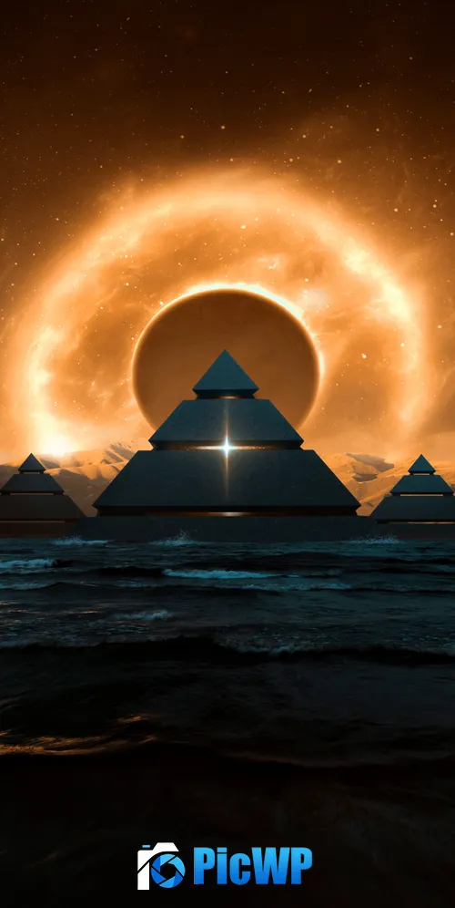 Celestial Pyramids 3K Mobile Wallpaper