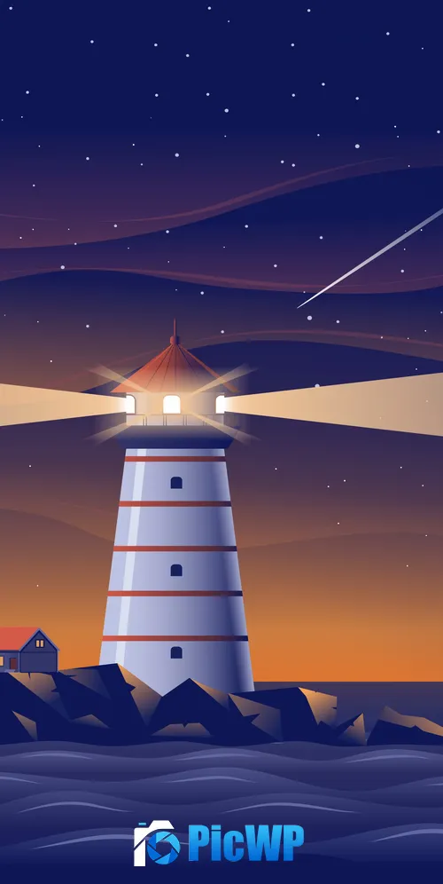 Lighthouse Night 3K Mobile Wallpaper