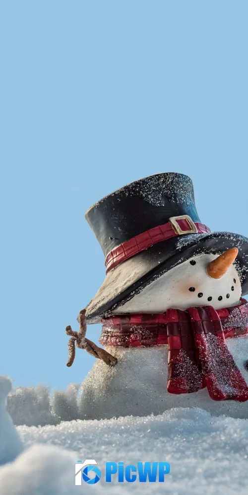 Snow covered Snowman 3K Mobile Wallpaper