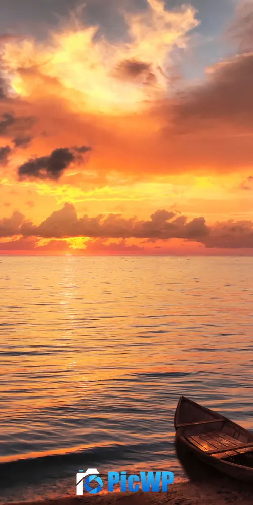 Sunset Beach Seascape 3K Mobile Wallpaper