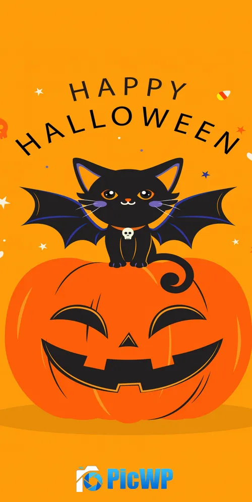Happy Halloween Yellow aesthetic 3K Mobile Wallpaper