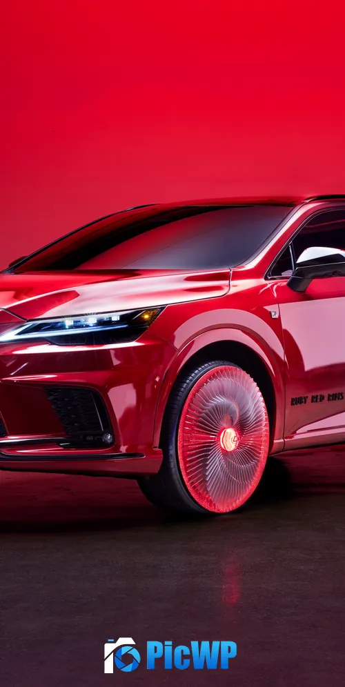 Lexus RX 500h F SPORT Ruby Red Rims 2022 3K Mobile Wallpaper