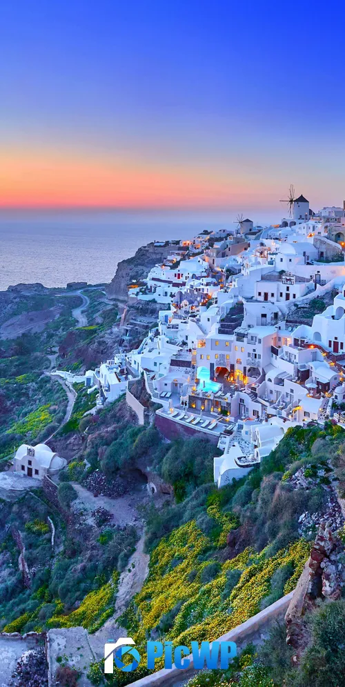 Santorini Island Thira 3K Mobile Wallpaper