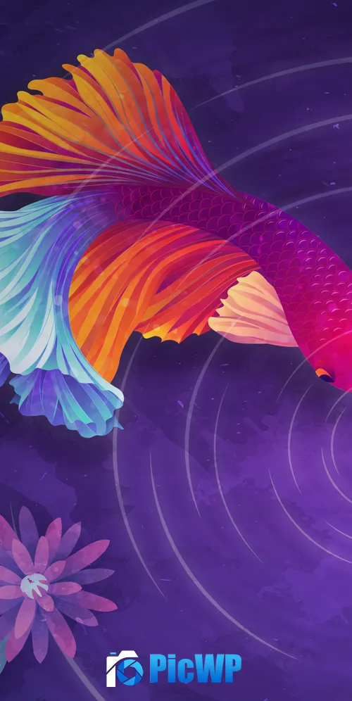 Colorful fish Ripple 3K Mobile Wallpaper