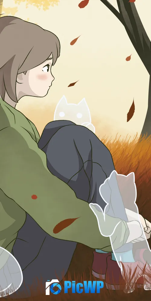 Lofi girl Autumn background 3K Mobile Wallpaper