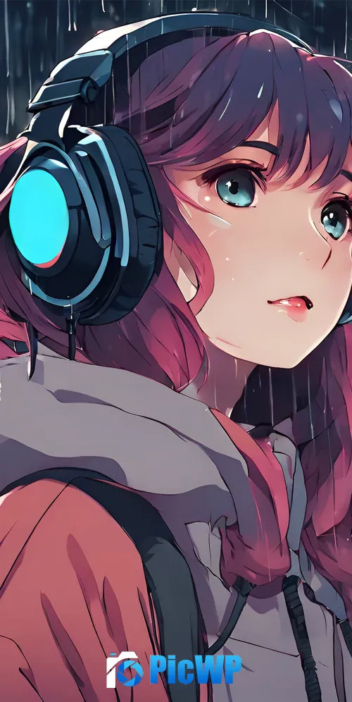 Lofi girl Listening music AI art  3K Mobile Wallpaper
