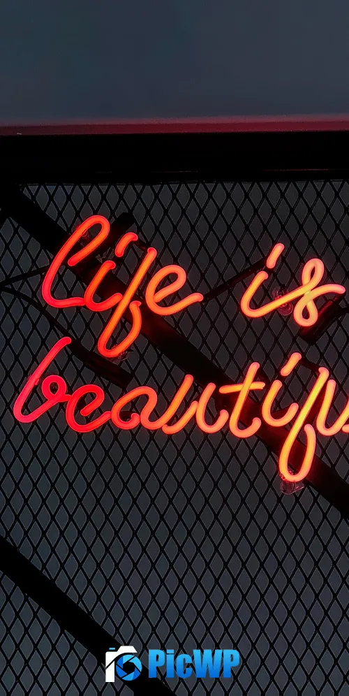 Life Is Beautiful Neon typography 3K Mobile Wallpaper
