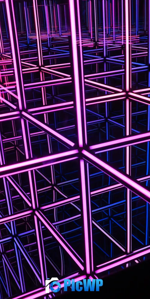 Purple Lines Light show 3K Mobile Wallpaper