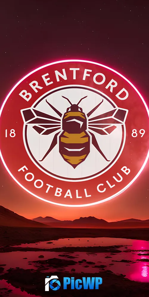 Brentford FC Neon logo 3K Mobile Wallpaper