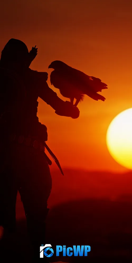 Assassin's Creed Origins Sunset 3K Mobile Wallpaper