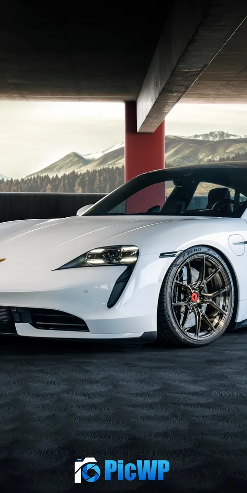 Porsche Taycan White cars 3K Mobile Wallpaper