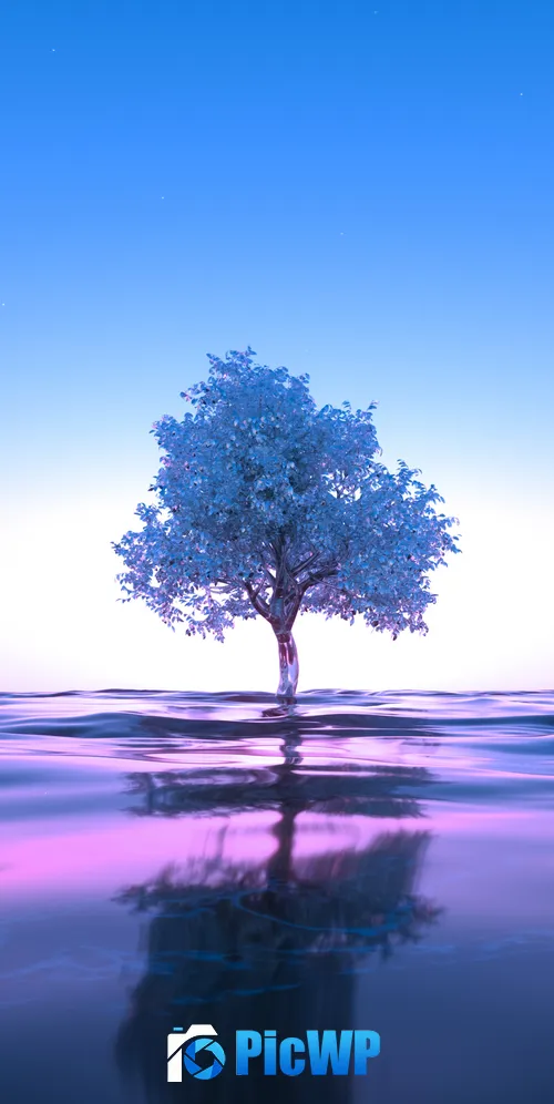 Tree Neon 3K Mobile Wallpaper