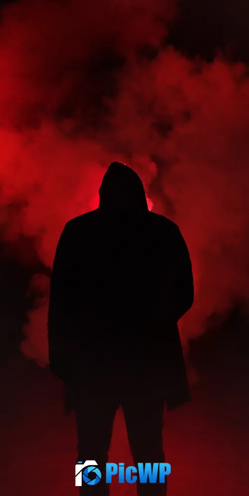 Person Silhouette Red Smoke 3K Mobile Wallpaper