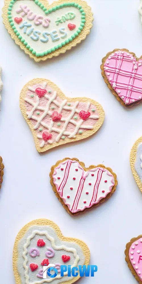 Cookies Heart shape 3K Mobile Wallpaper