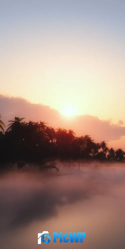 Sunrise Palm trees 3K Mobile Wallpaper