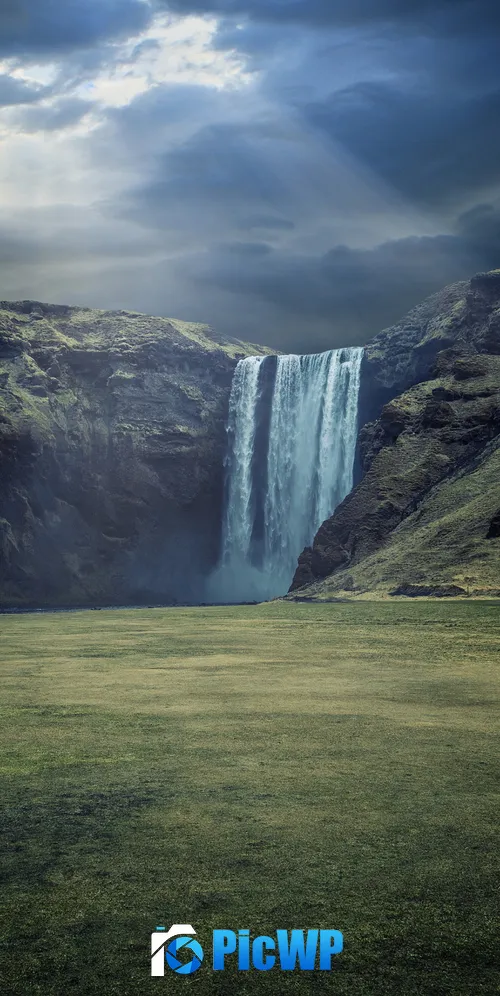 Skógafoss Waterfalls 3K Mobile Wallpaper