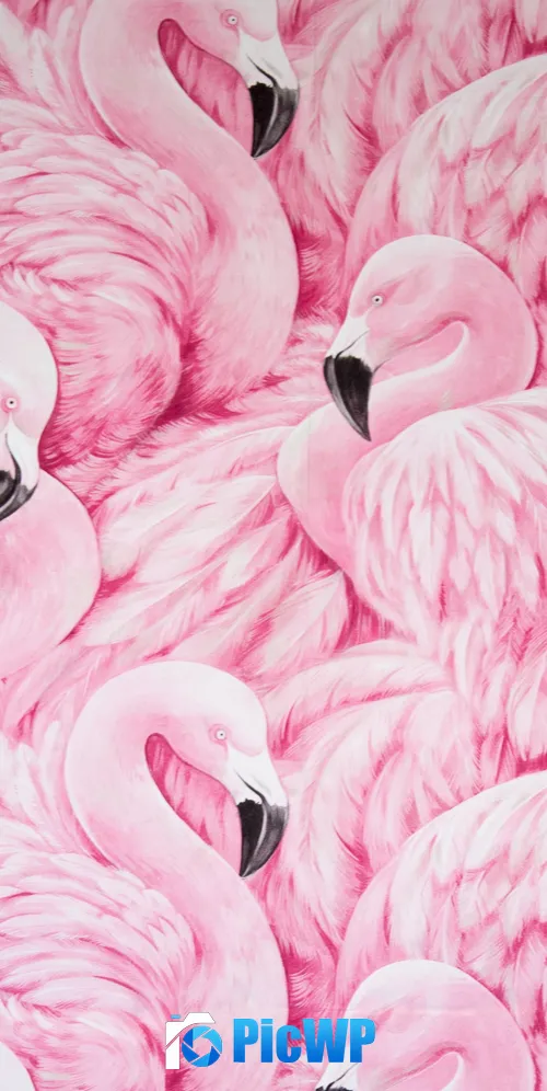 Pink Flamingos Painting 3K Mobile Wallpaper