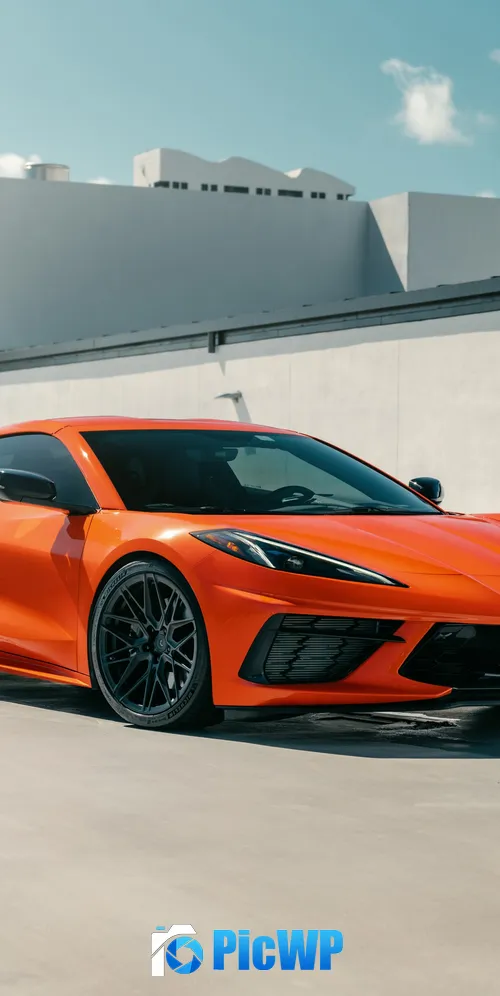 Chevrolet Corvette C8 Orange cars 3K Mobile Wallpaper