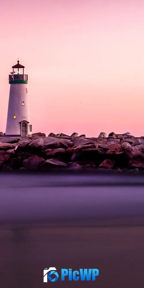Lighthouse Pink Hour 3K Mobile Wallpaper