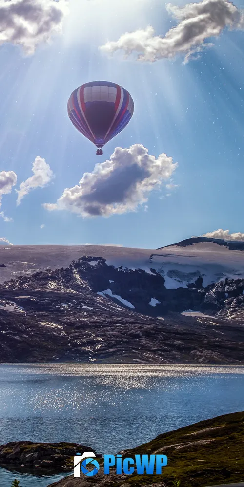 Hot air balloon Mountains 3K Mobile Wallpaper