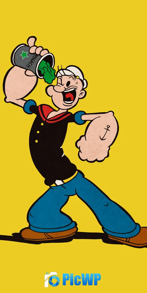 Popeye eating Spinach 3K Mobile Wallpaper