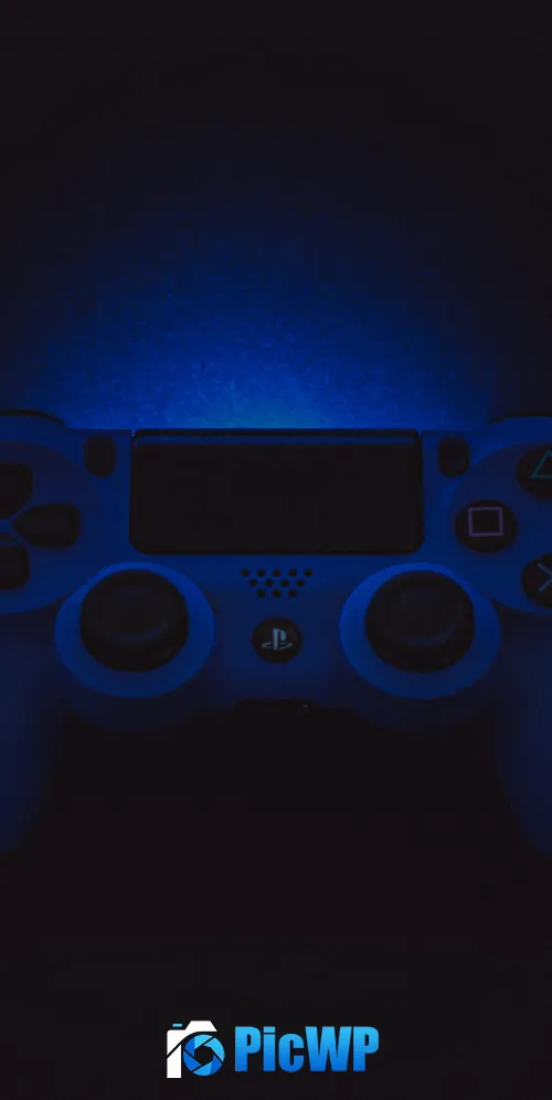 Sony DualShock 4 Black background 3K Mobile Wallpaper