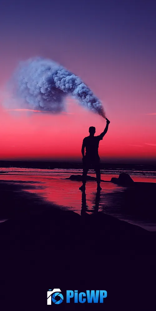 Silhouette Seashore 3K Mobile Wallpaper