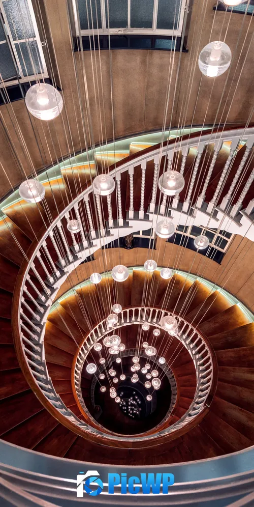 Wooden Spiral staircase 3K Mobile Wallpaper