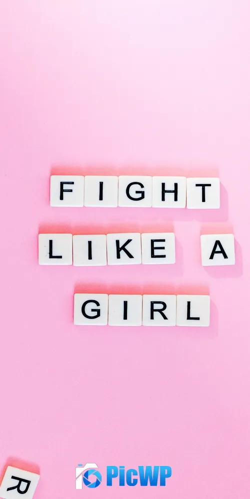 Fight Like A Girl Pink background 3K Mobile Wallpaper