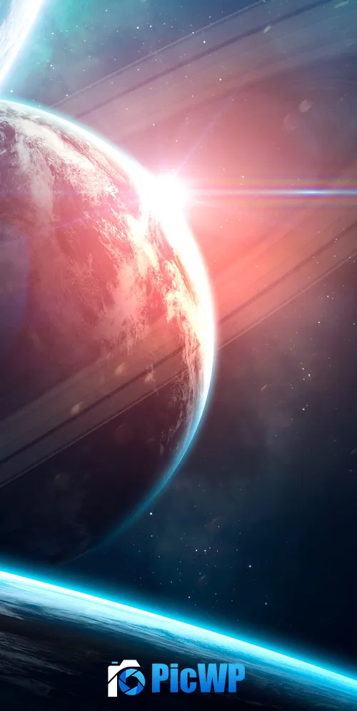 Planets Orbital ring 3K Mobile Wallpaper