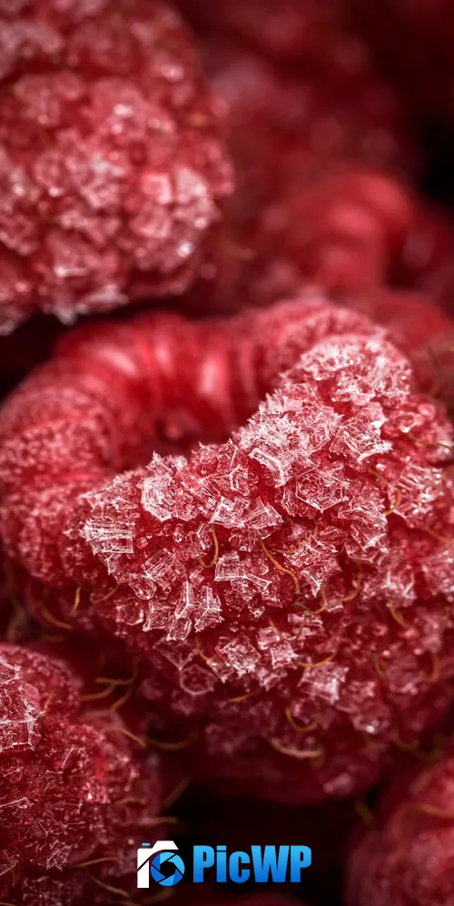 Frozen Raspberries Red fruits 3K Mobile Wallpaper
