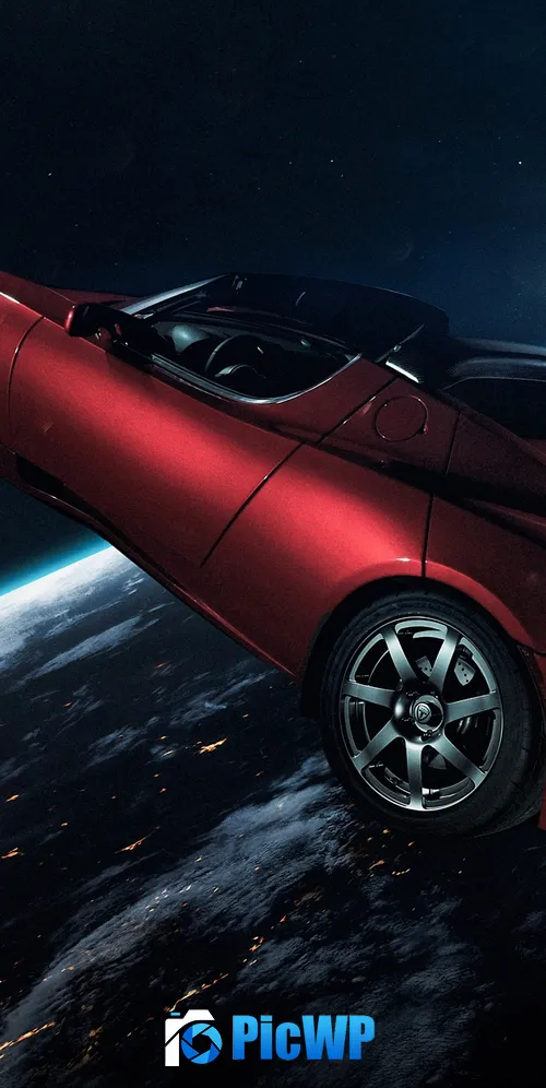 Elon Musk's Tesla Roadster Tesla in Space 3K Mobile Wallpaper