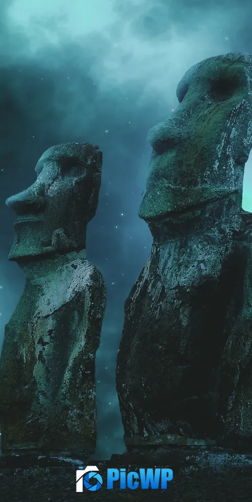 Moai statues Easter Island 3K Mobile Wallpaper