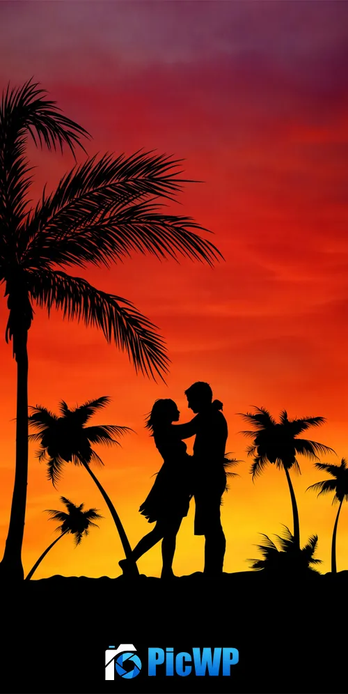 Couple Palm trees 3K Mobile Wallpaper