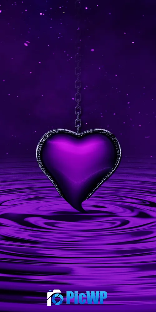 Purple Heart Water 3K Mobile Wallpaper
