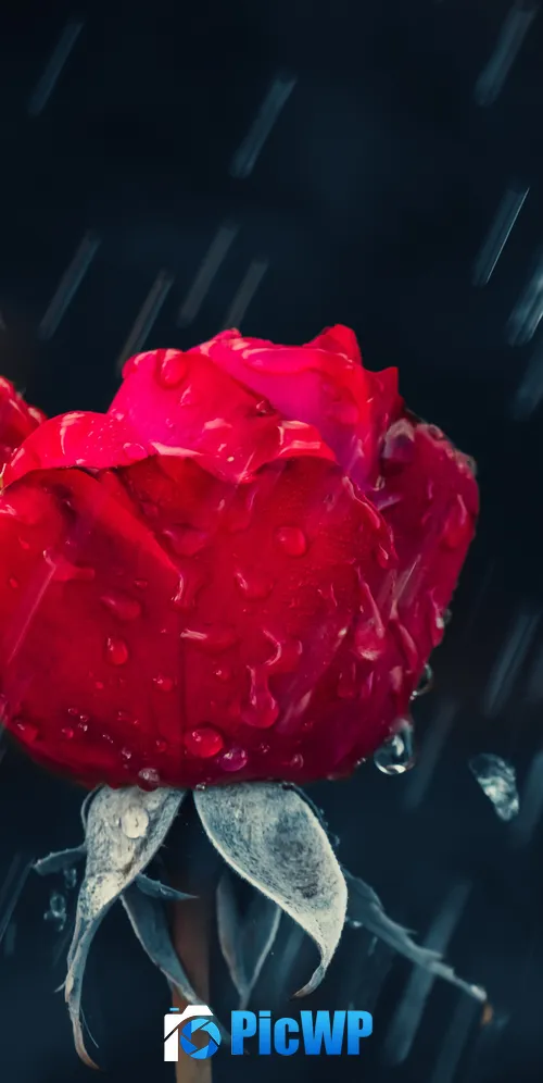 Red Rose Rain 3K Mobile Wallpaper