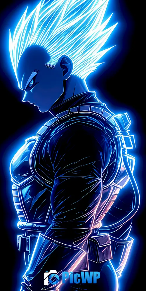 Vegeta Neon glow 3K Mobile Wallpaper