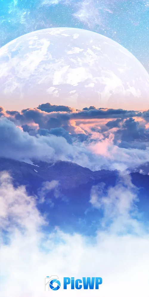 Above clouds Moon 3K Mobile Wallpaper