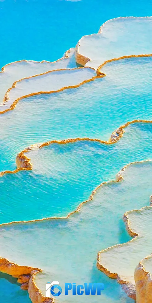 Travertines of Pamukkale Thermal pools 3K Mobile Wallpaper