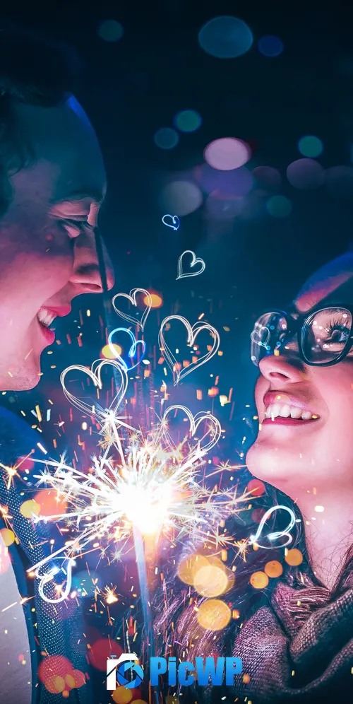 Couple Sparklers 3K Mobile Wallpaper