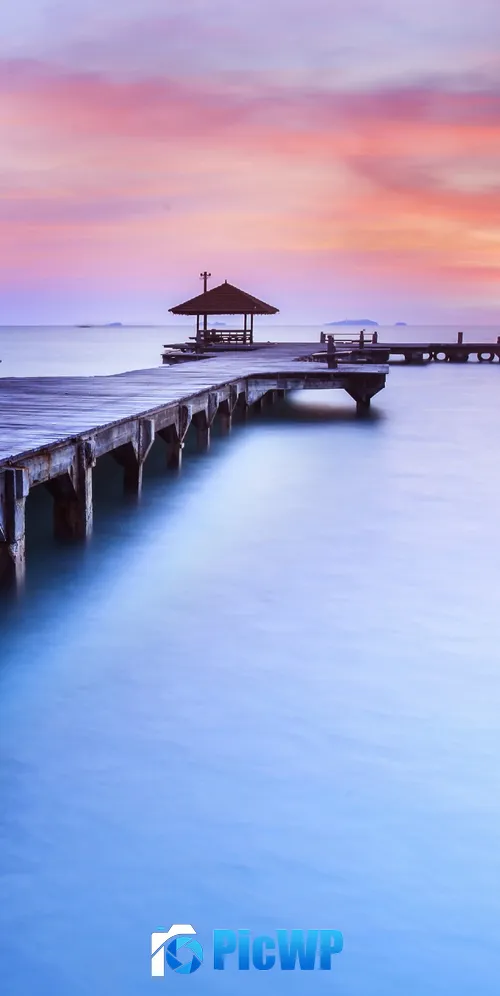 Wooden pier Sunrise 3K Mobile Wallpaper