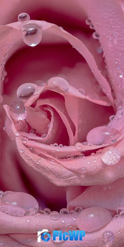 Pink rose Droplets 3K Mobile Wallpaper